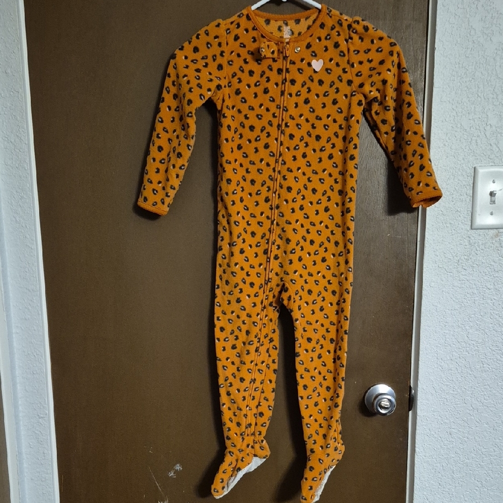 Carter's Orange and Black Leopard Print Footie